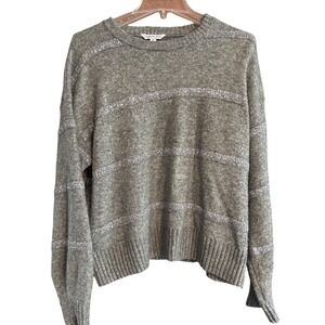 Ophelia & Roe Women's Gray Sparkle Stripe‎ Crewneck Sweater Size Large